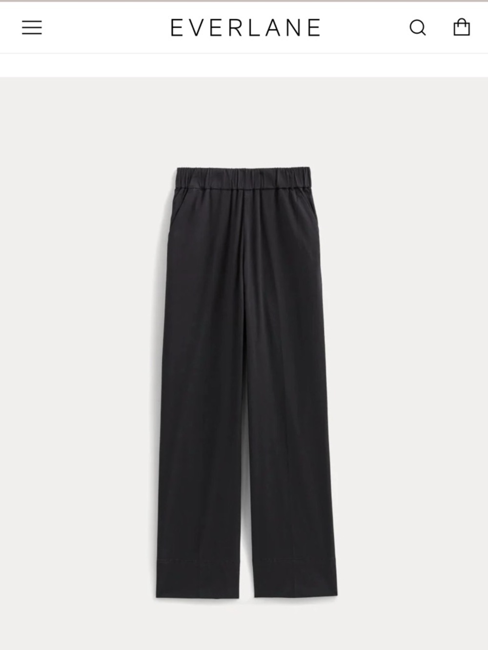 Everlane Easy pant in black cotton, size XL, cropped leg